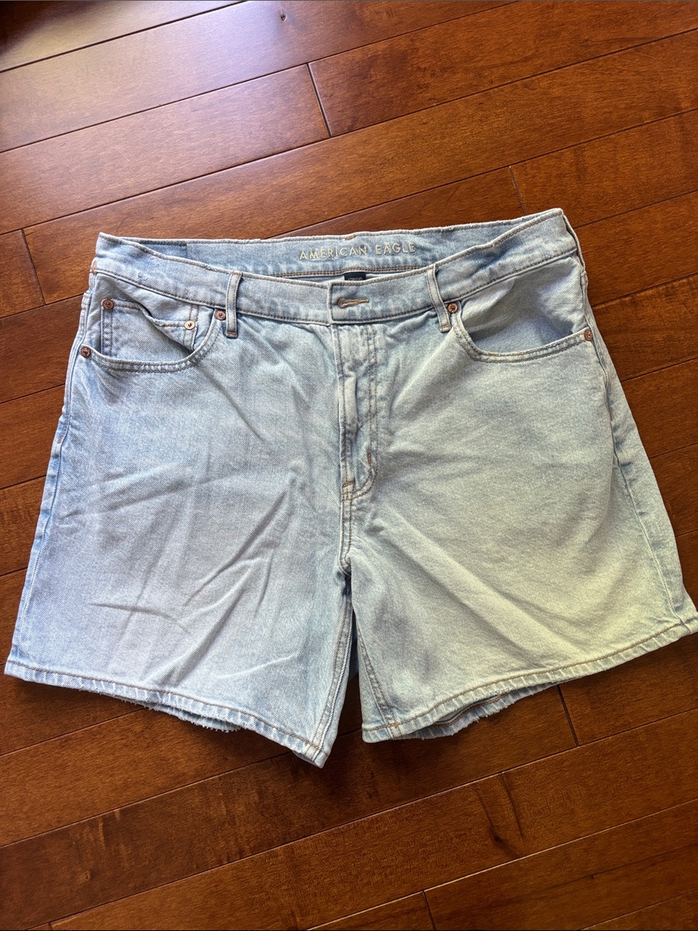 American Eagle Outfitters Women Light Blue Denim Shorts